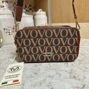 Valentino Orlandi Signature Crossbody Camera Bag, New with Tag, Brown